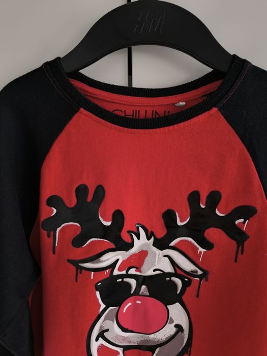 Next koszulka świąteczna Mikołaj renifer r.128