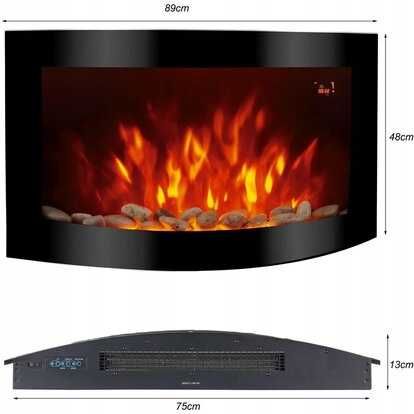 Elektryczny  KOMINEK ŚCIENNY EL FUEGO DAVOS LED 2 KW z funkcją grzania