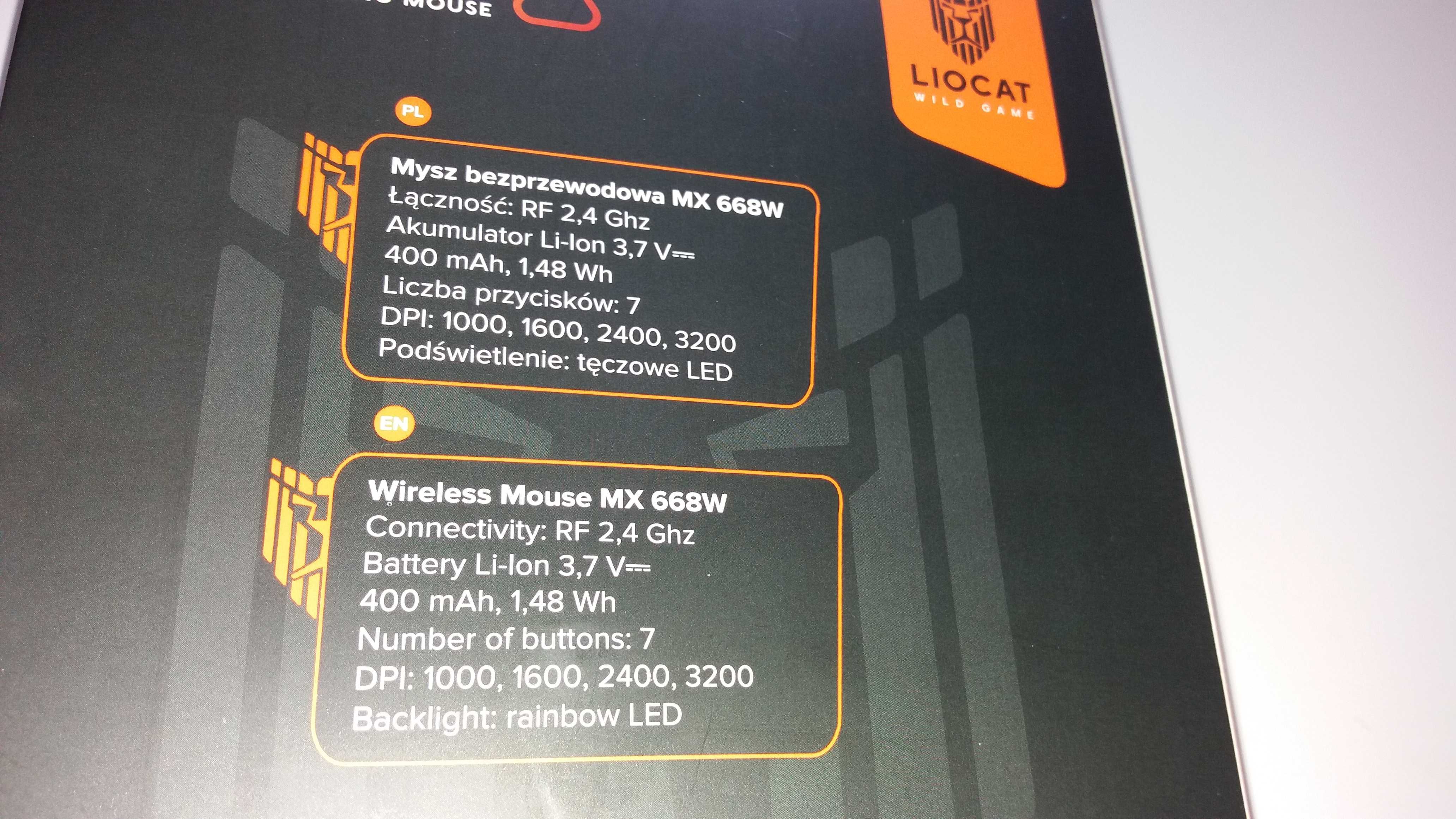 Mysz Liocat Mx 668w Gaming mouse bezprzewodowa