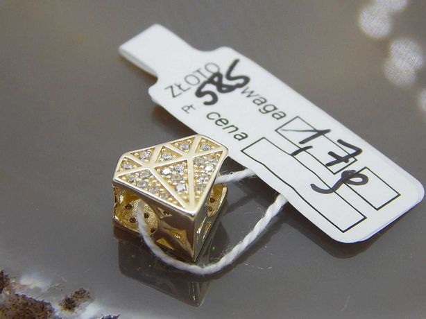 złoty charms do bransoletki pandora pr 585 waga 1,7 g diament
