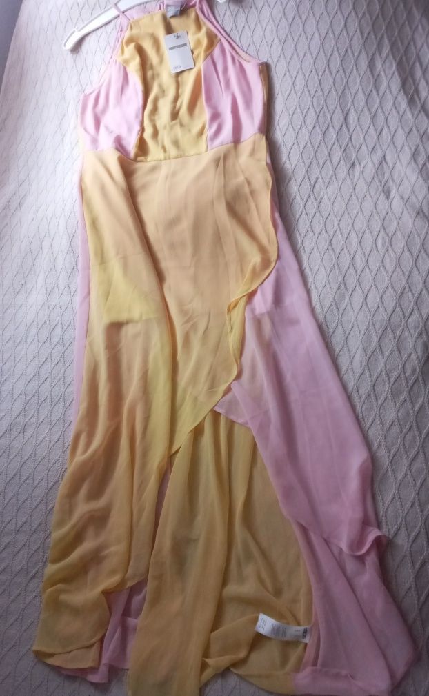 ASOS kolorowa szyfonowa sukienka maxi r.44 nowa z metką