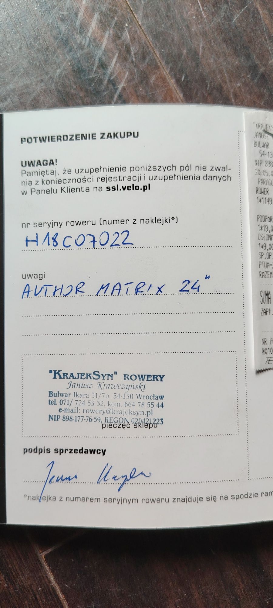 Rower Młodzieżowy Author Matrix 24"