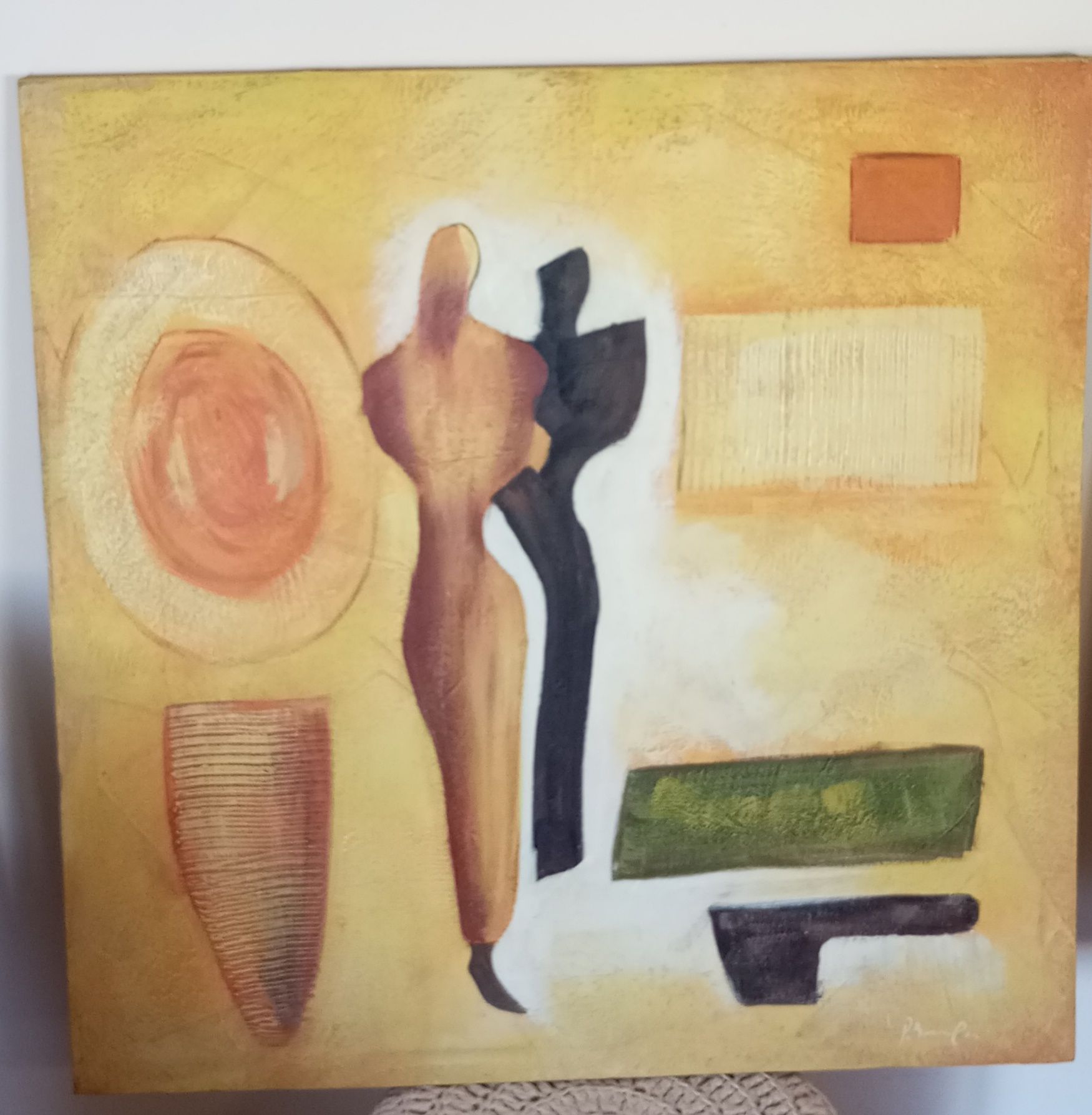 Conjunto de duas telas com motivos abstractos