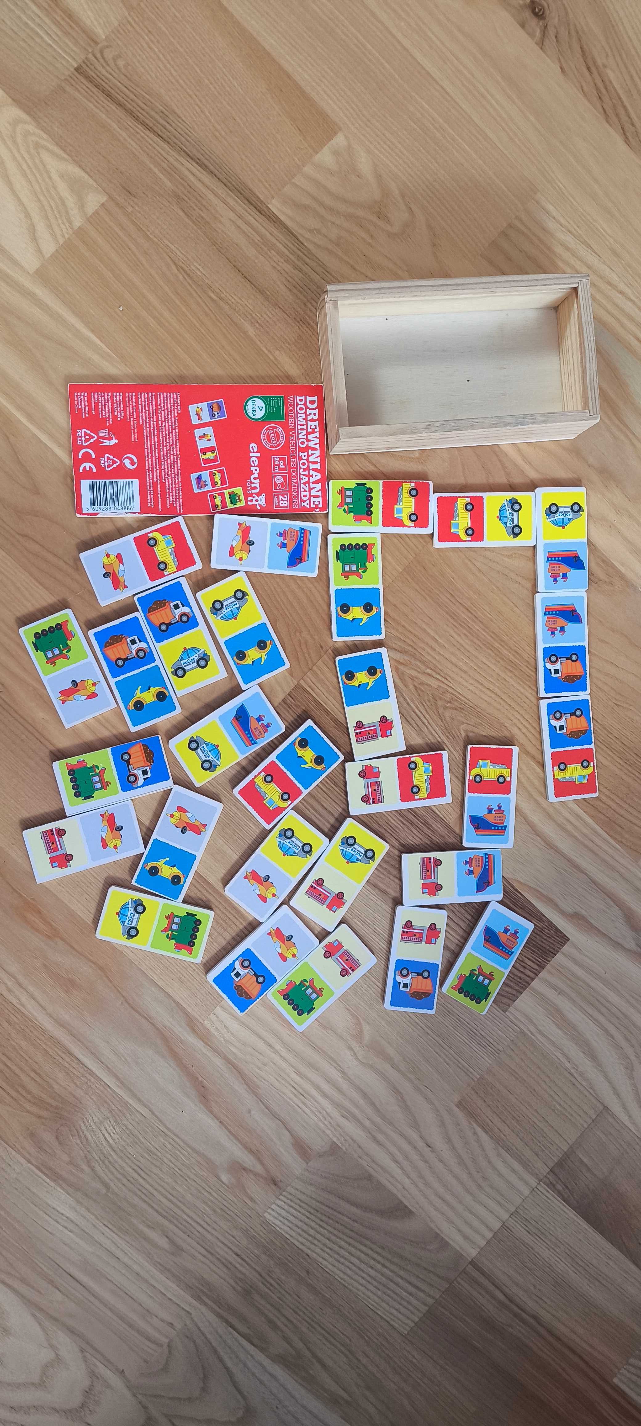 Domino drewniane pojazdy elefun 2+