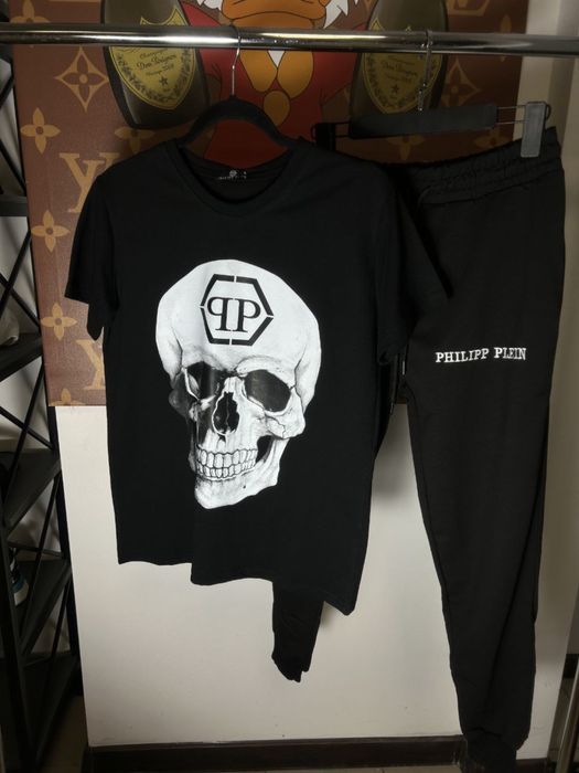 MEGA SALE -50% Мужской костюм Philipp Plein черная футболка/штаны люкс