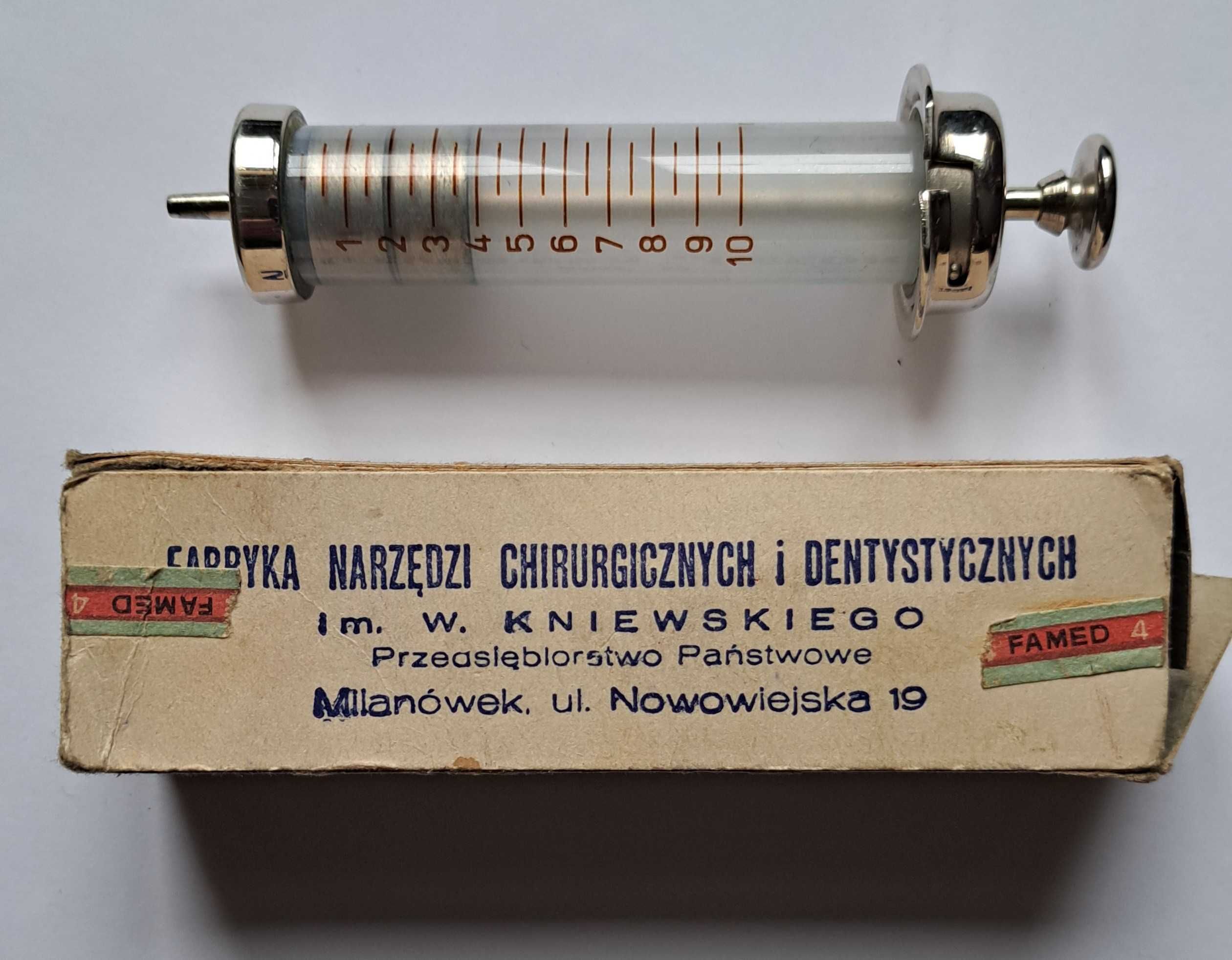 Kolekcjonerska strzykawka Record + igły – PRL -1965 r
