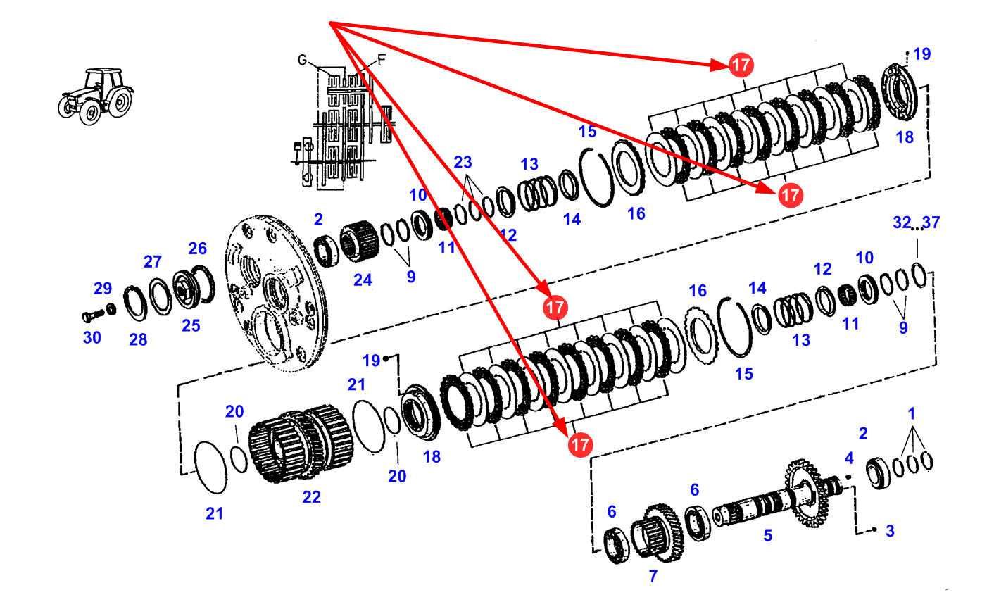 Zestaw Tarczek Sprzęgła Wielopłytkowego Do Skrzyni Power Shift 30Z