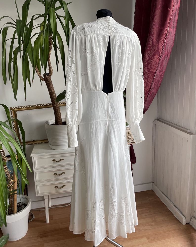Asos luxe haftowana sukienka midi midaxi ażurowa L 40 xl 42