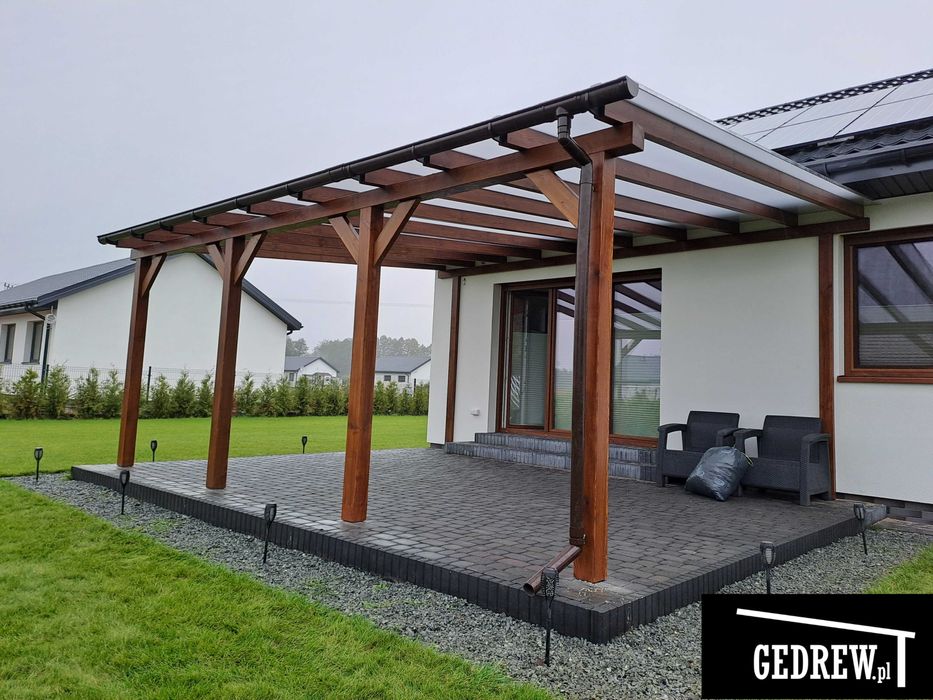 zadaszenie przyścienne nad tarasem 6x5