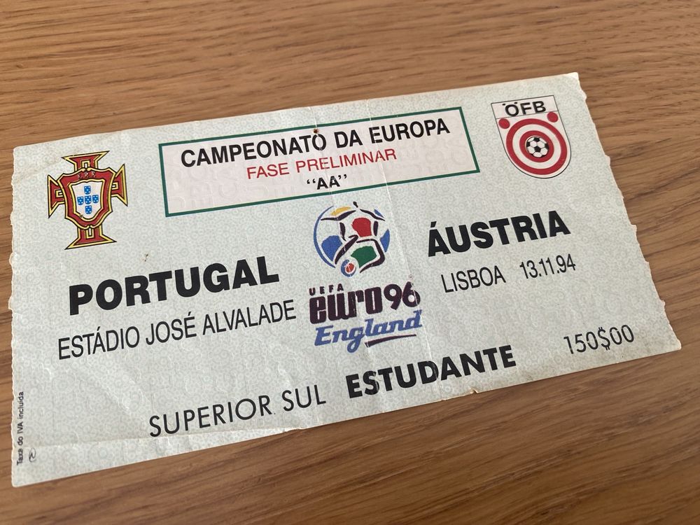 Bilhete Futebol - Portugal x Austria Euro 1994 -