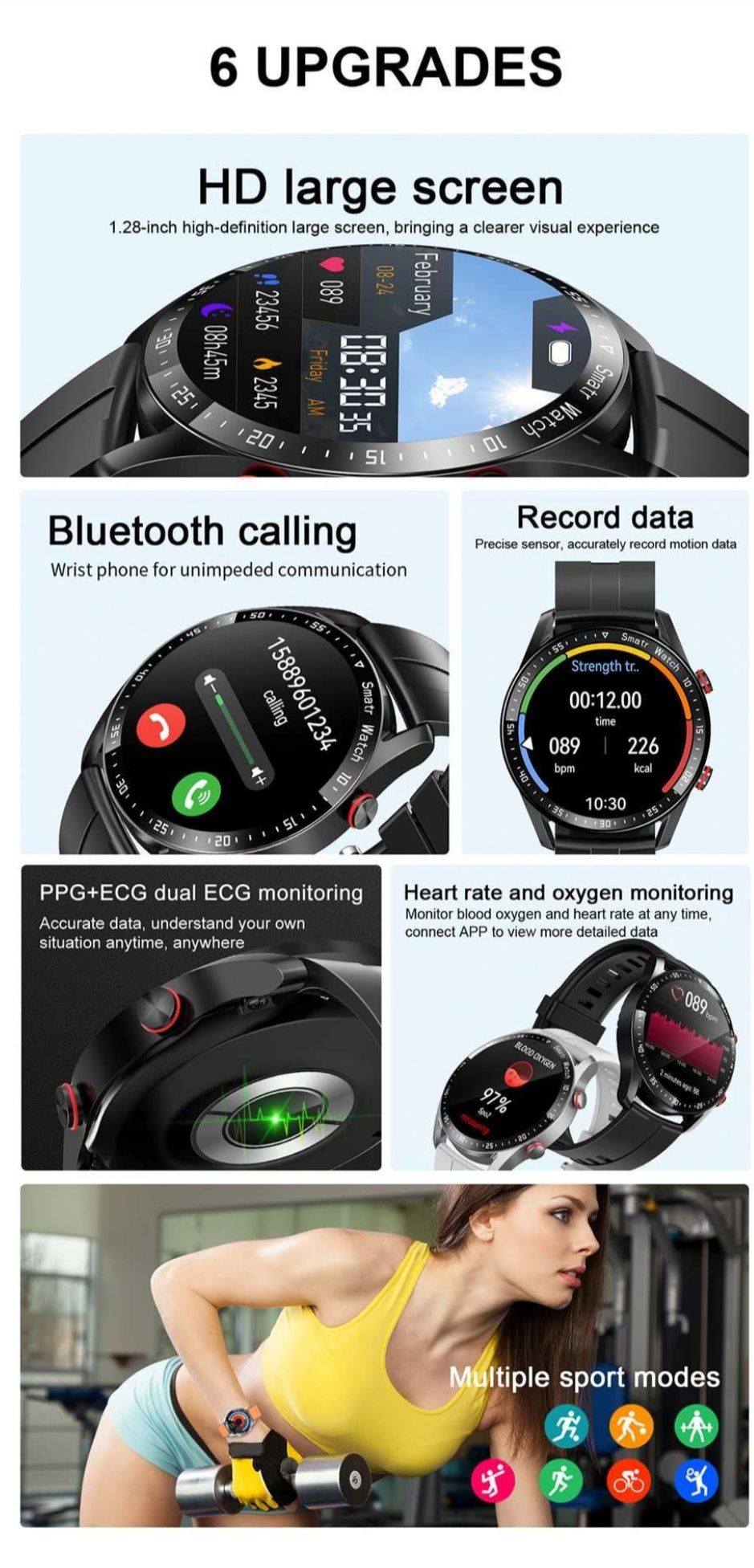 Smartwatch HW20A, BT Calling, IP67 srebrny - Nowy