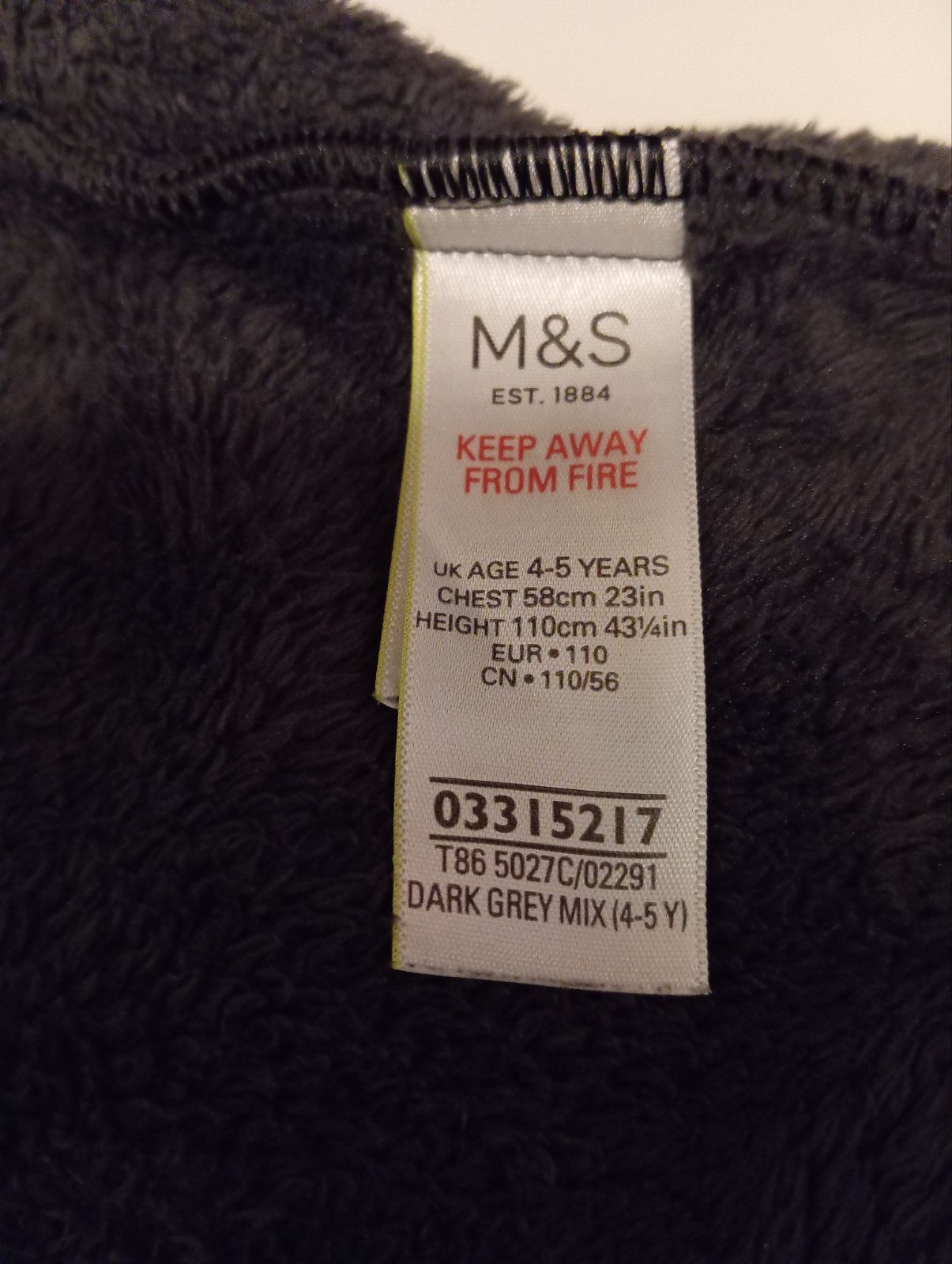 Marks&Spencer .Детская флисовая пижама кигуруми4-5лет110 см спенсер