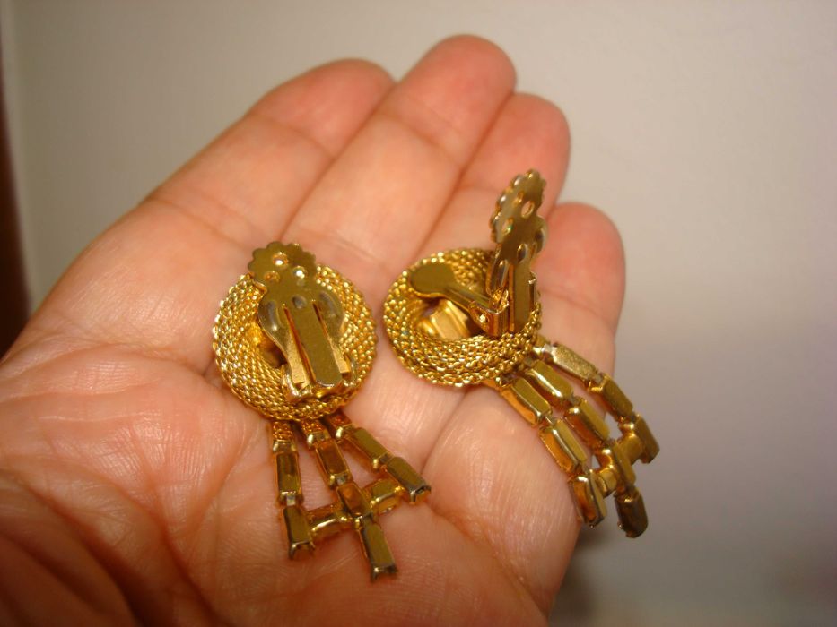 кліпси вінтаж позолота кристали багети Сваровськи 4,8см