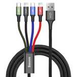 Kabel Baseus 4W1 1.2M 2Xlightning, Usb-C, Microusb Czarny