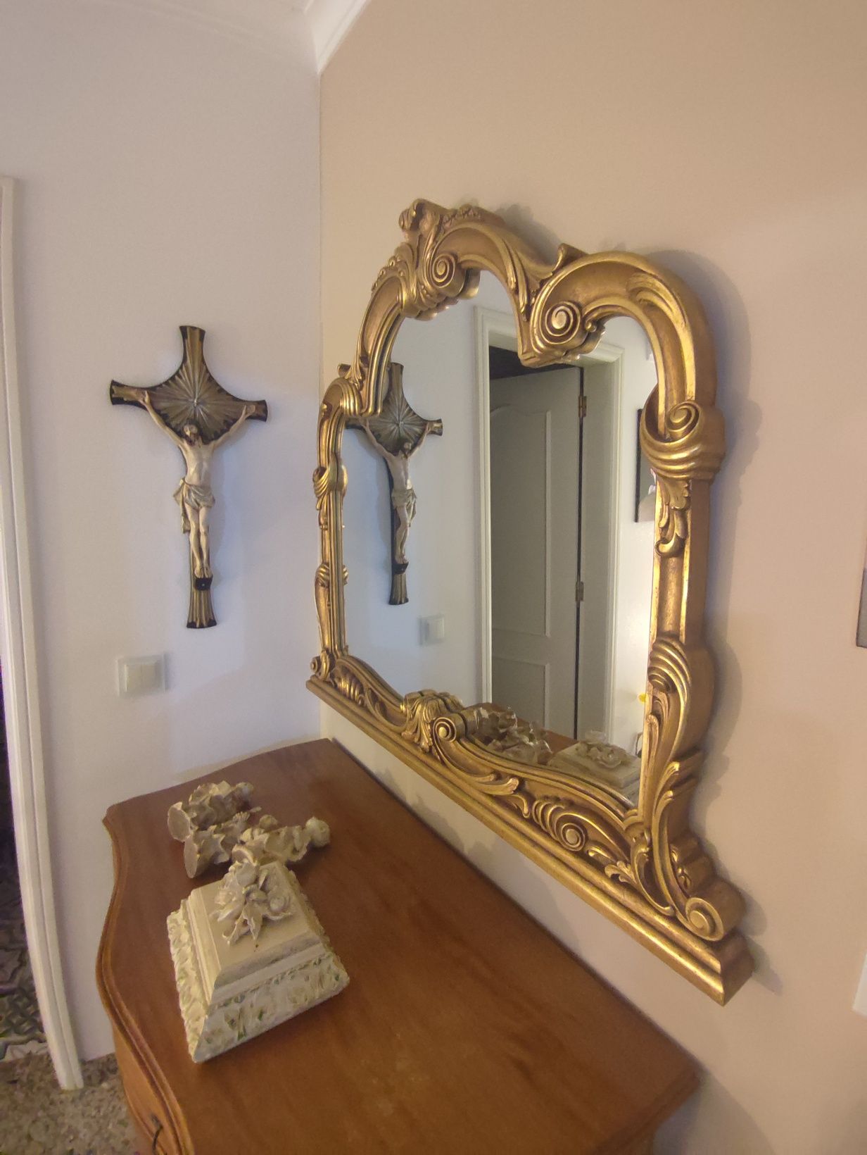 Espelho antigo talha dourada