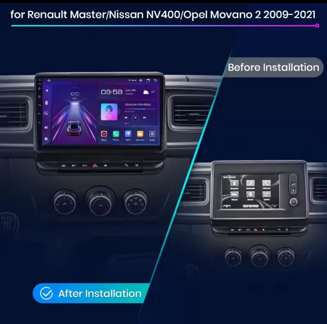 Rádio Android Renault Master Opel Movano Nissan NV400 Carplay 2/32GB
