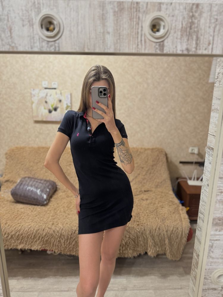 Платье поло темно синее мини