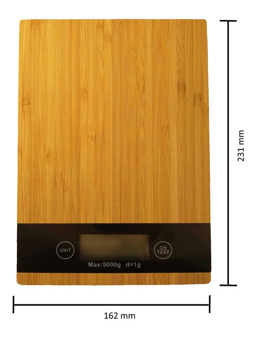 WAGA KUCHENNA TACA Bambusowa Elektroniczna LCD do 5 kg / 1 g. Tara