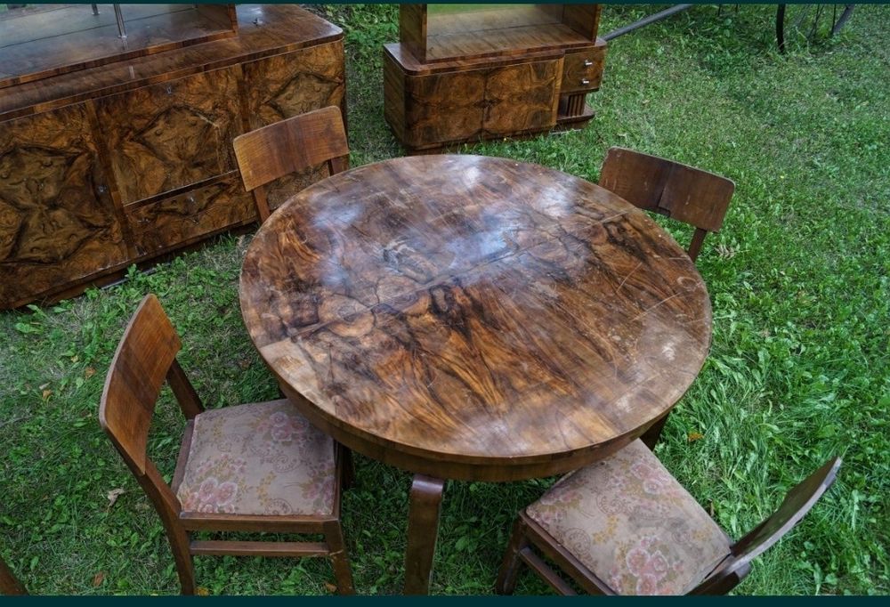 Art Deco Olbrzymia Jadalnia Bufet Stół Witryna Krzesła