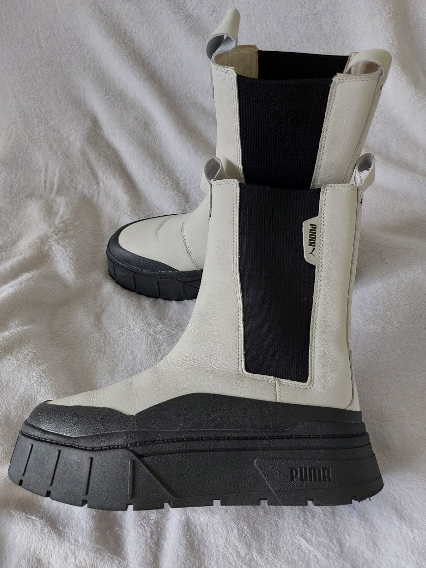 PUMA Mayze Stack botki na platformie 40 41 skóra nat. black white NEW