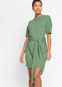 B.P.C zielona sukienka shirtowa z paskiem ^48/50