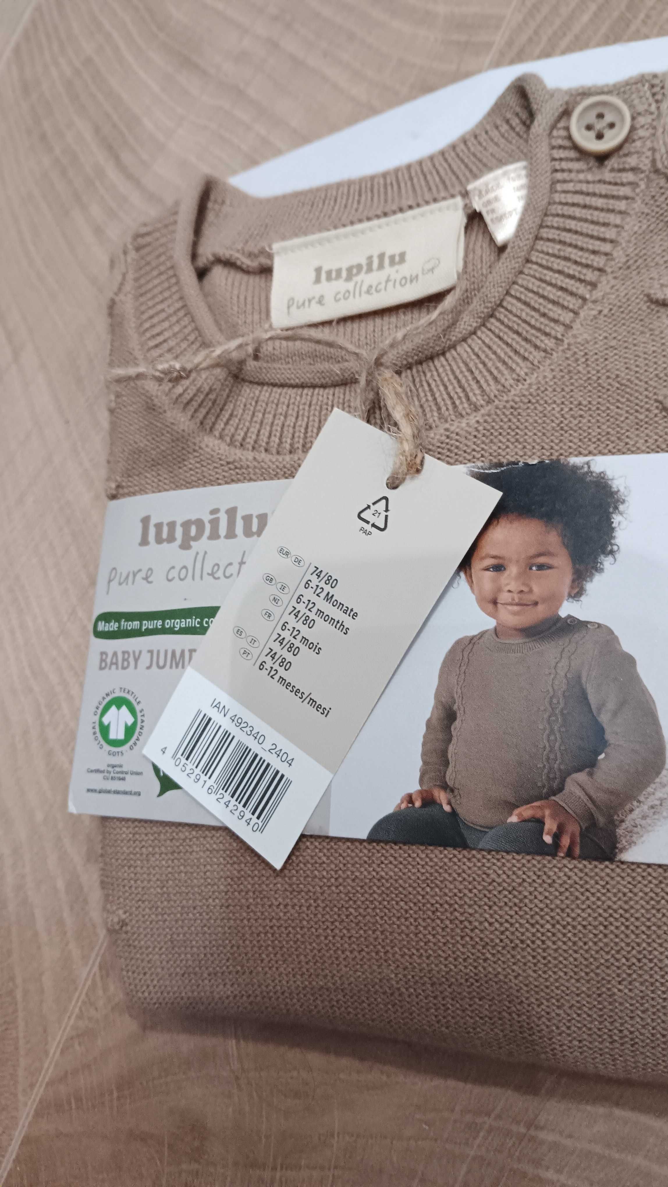 Dzianinowy sweter dziecięcy Lupilu 74/80