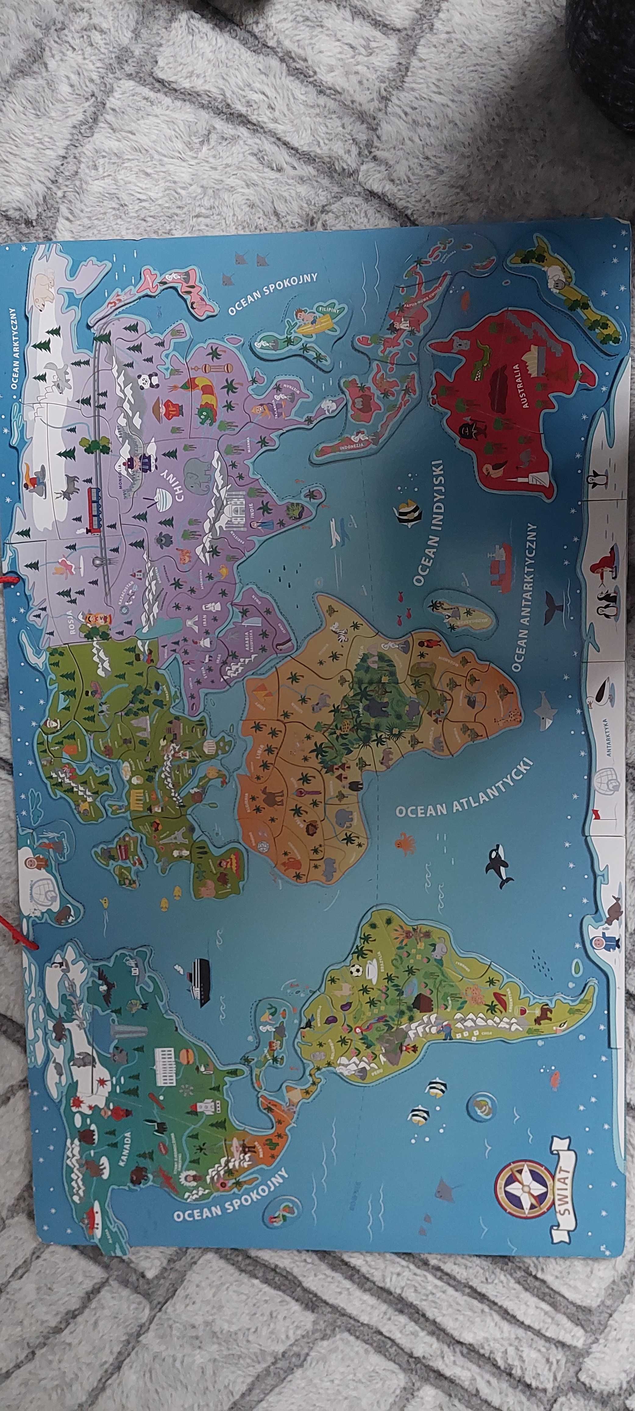 Mapa świata zwierząt magnetyczna