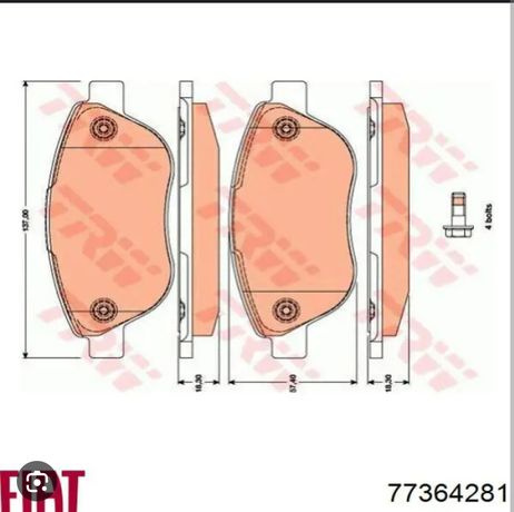 FIAT 77364281 колодки тормозные передние дисковыеFIAT 77364281 колодки