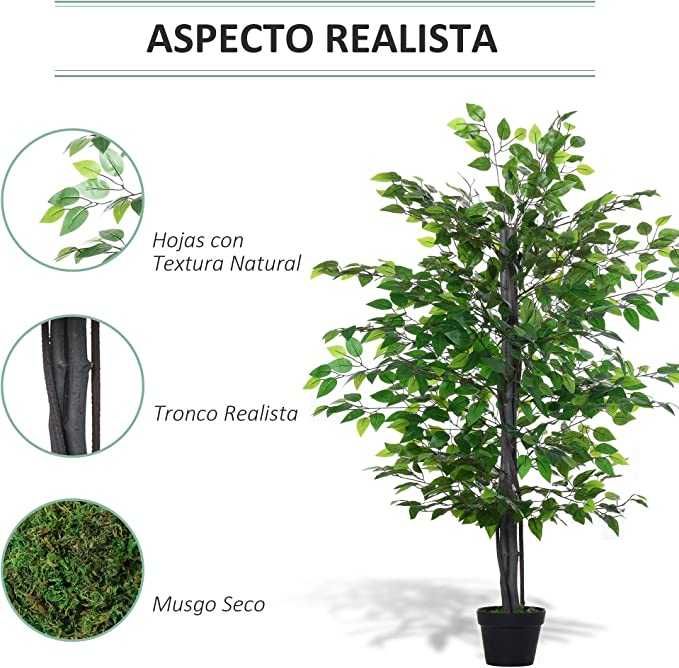 Árvore de Ficus artificial de 145 cm de altura 756 folhas - nova