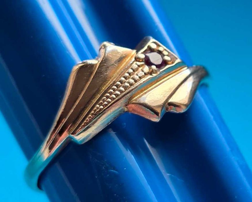 Złoty stary pierścionek z rubinem 1,90 gr.pr.583–przepiękny!