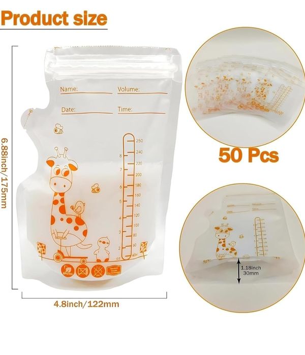 50 szt. Woreczek do przechowywania mleka matki, 250 ml