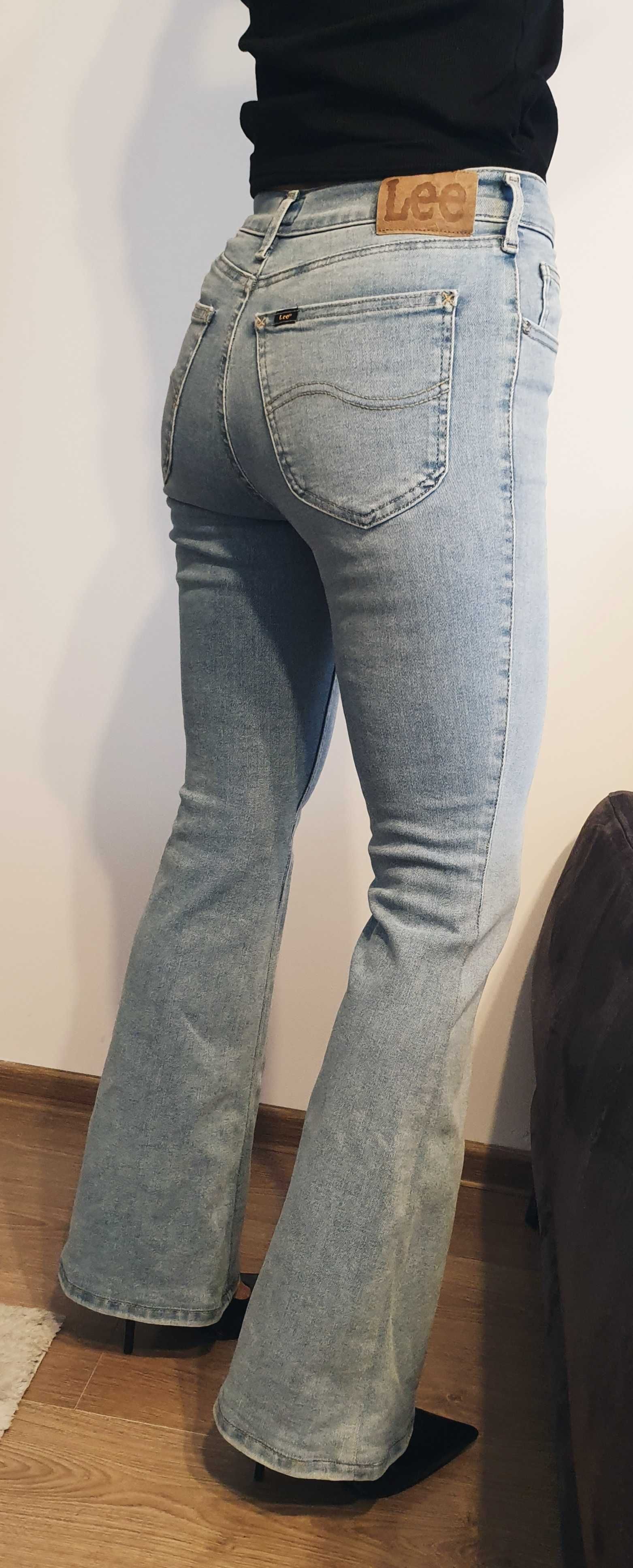 Spodnie damskie dżinsy jeansowe Lee FOREVERFIT Flare bootcut, jak nowe