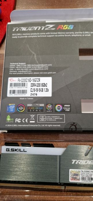 Pamieci ram ddr4  G.SKiLL tridentz rgb ddr 4 f4-3200C16DGTZR  2x8 g 16