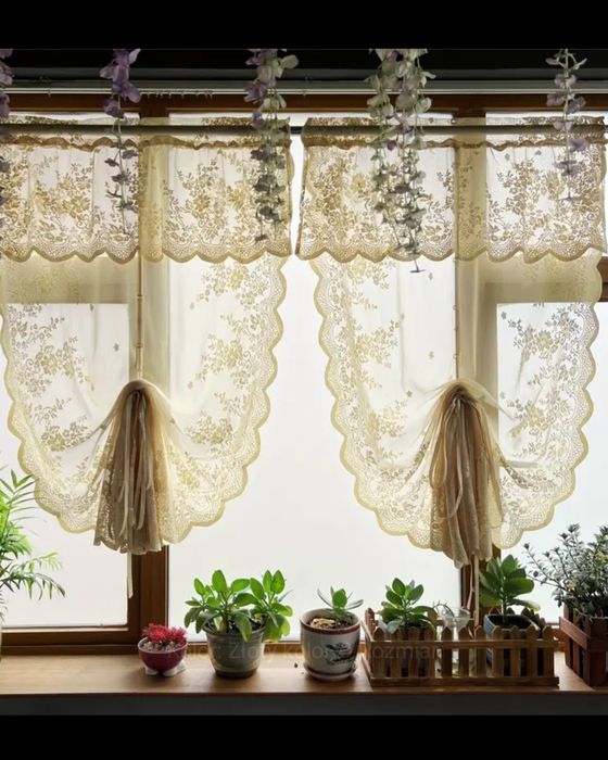 Panele żakard firanka 80 x 150 cm 3 sztuki ciemny złoty