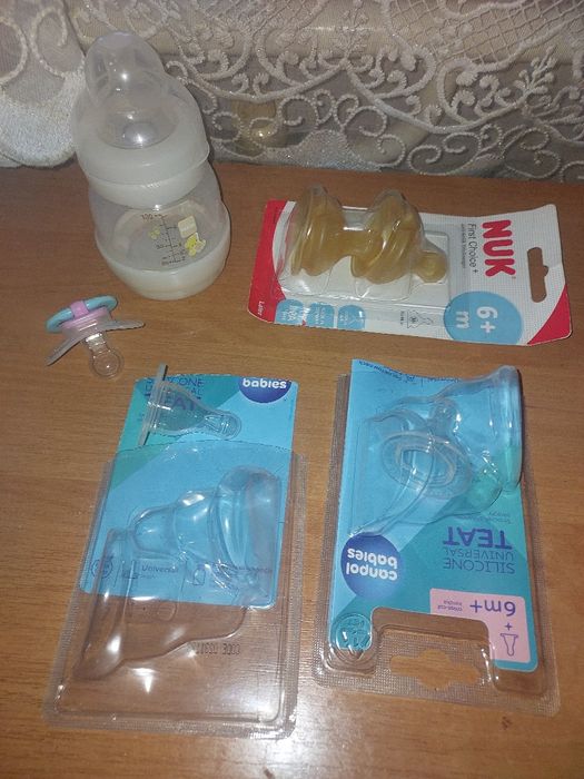 Дитяча бутилочка мам, пустушка нук, нові соски кенпул 2шт