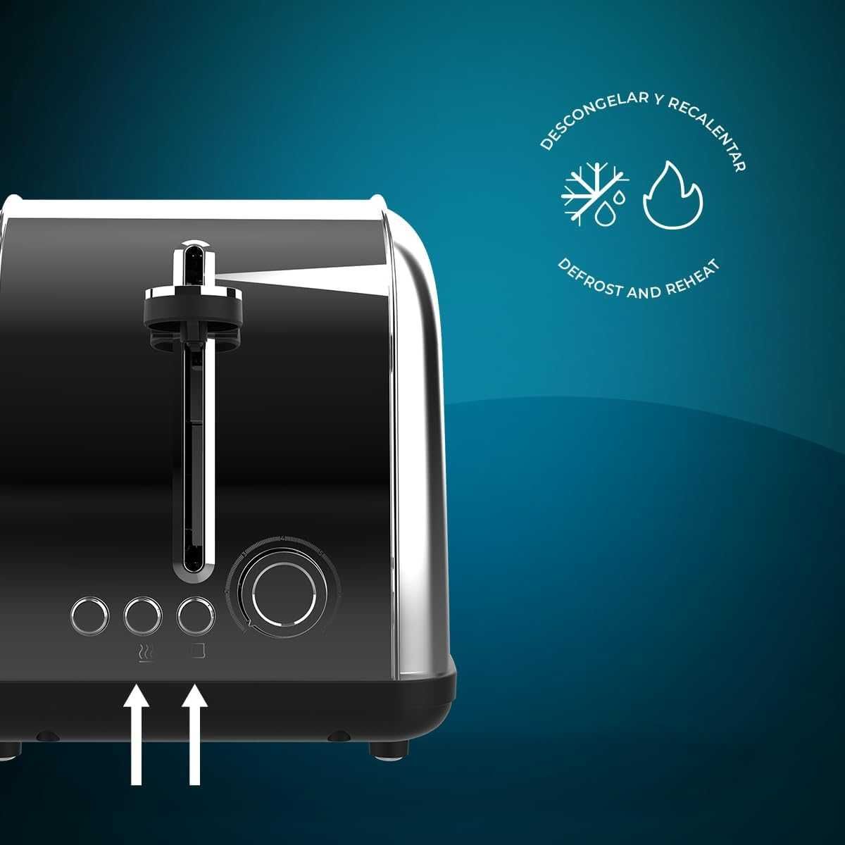Cecotec Toster Pionowy 2 Gniazda Krótkie Toastin' time Inox Lite 850 W