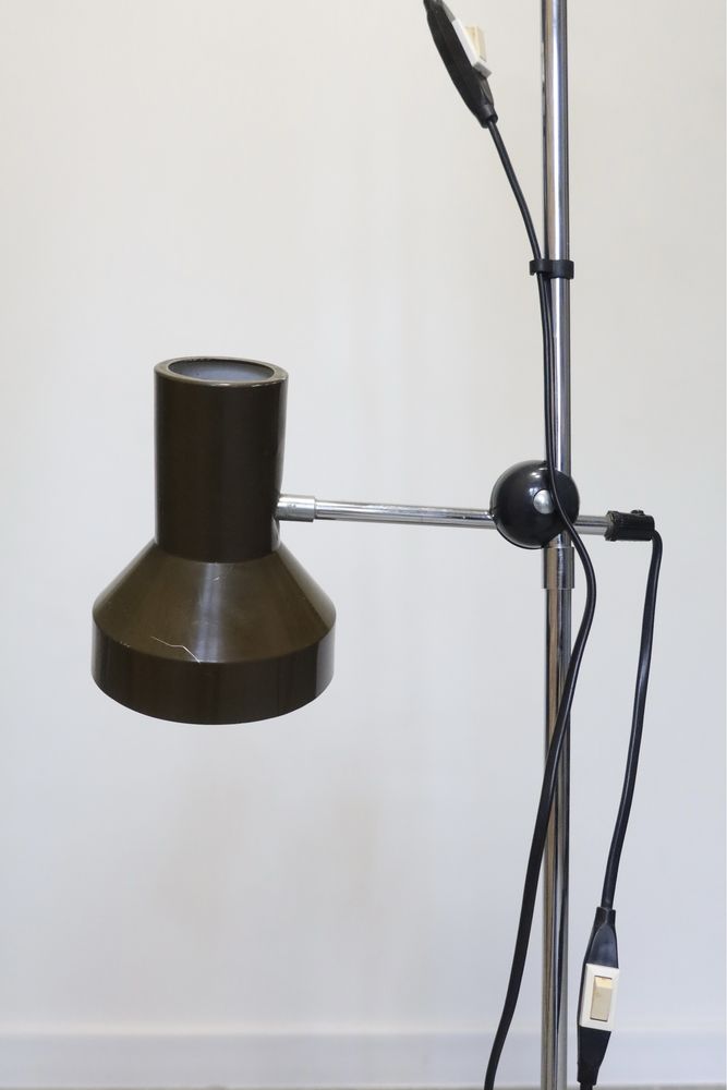 Brązowa szwedzka lampa podłogowa vintage 1960 stojąca