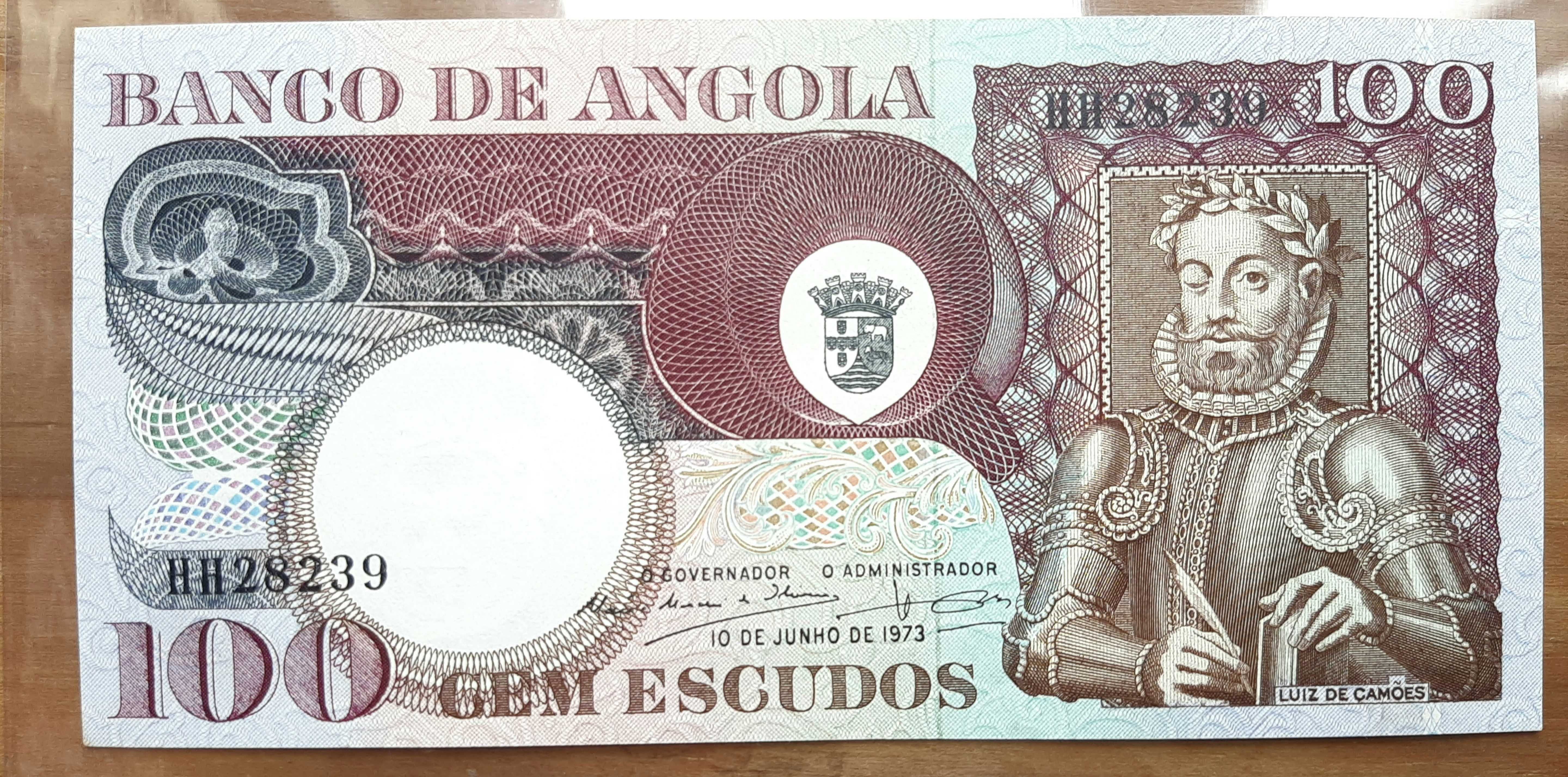 Lote completo de Angola de 1973 de Notas - 1000, 500, 100, 50 e 20