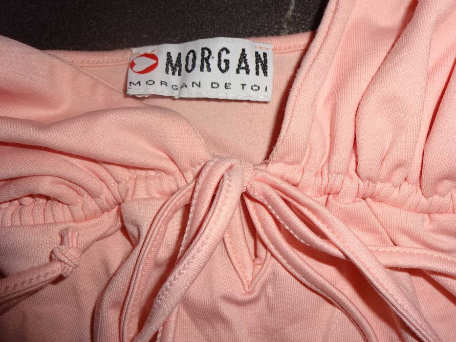 MORGAN DE TOI jasno różowa pastelowa bluzka wiązana na szyji top