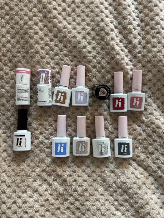 Zestaw lakierów hybrydowych, top i baza, hi hybrid, brush up, semilac