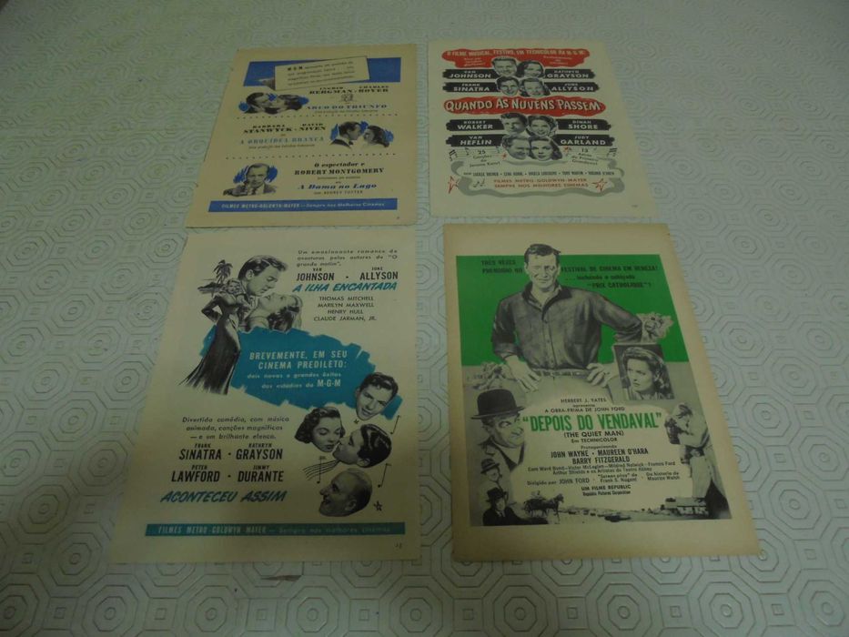 Panfletos de cinema todos diferentes da década de 40 até anos 60