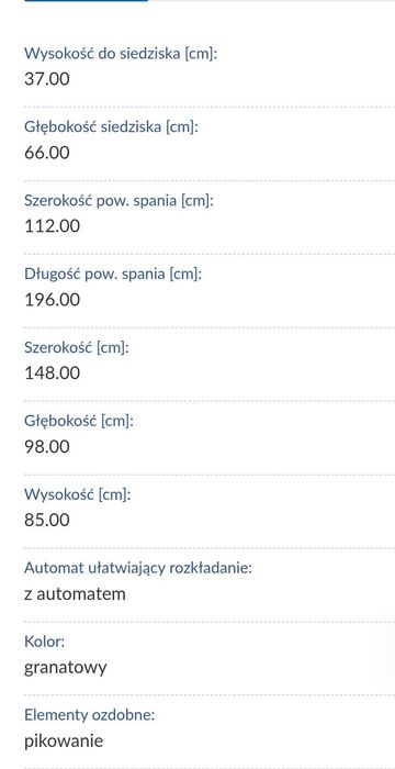 Granatowa kanapa / sofa/ amerykanka