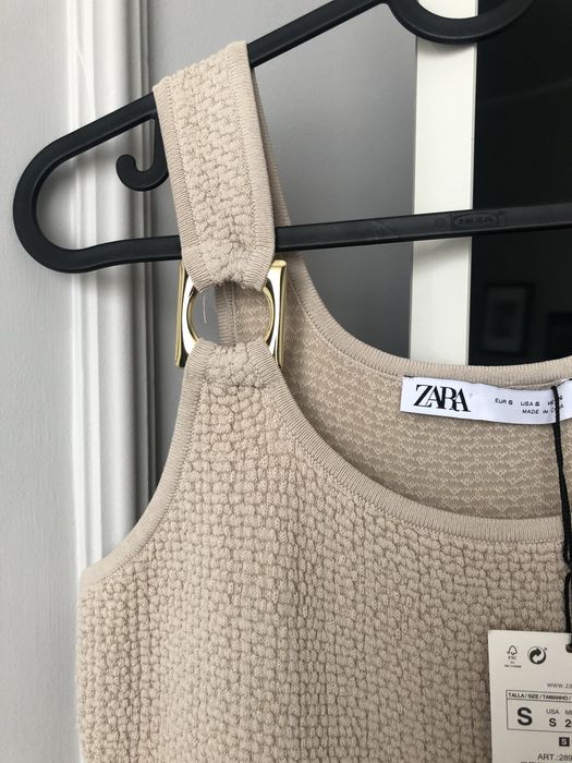 Nowa sukienka beżowa Zara na ramiączka