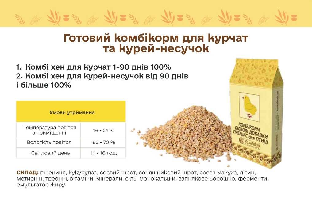 Комбікорм, БМВД та премікс для курей несучок від компанії Комбіфід