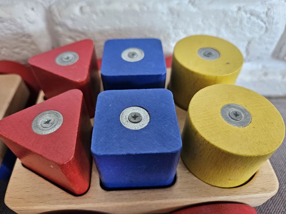 Drewniany dźwig Ikea klocki magnes