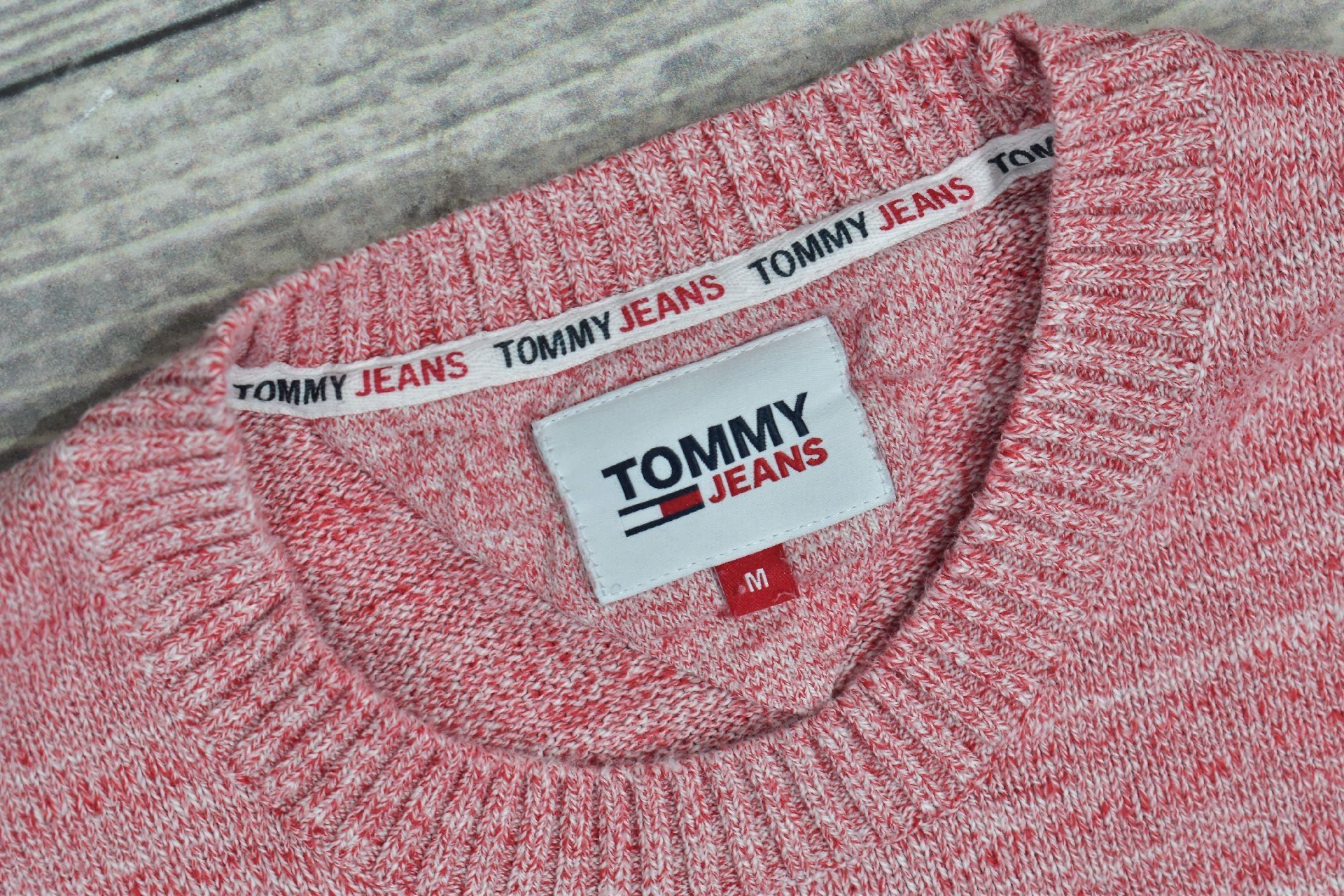 Tommy Jeans Bawełniany Sweter Męski Czerwony Melanż M