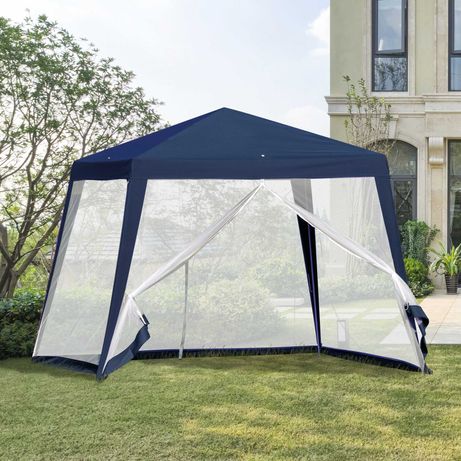 pawilon ogrodowy imprezowy namiot  z moskitierą niebieski 3 x 3 m