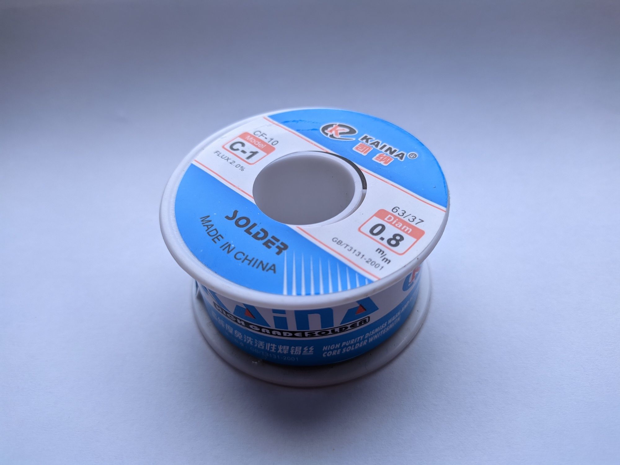 Припой с флюсом KAINA (синяя) 0.8 мм 100 грамм 63-37 олово Припій
 Топ