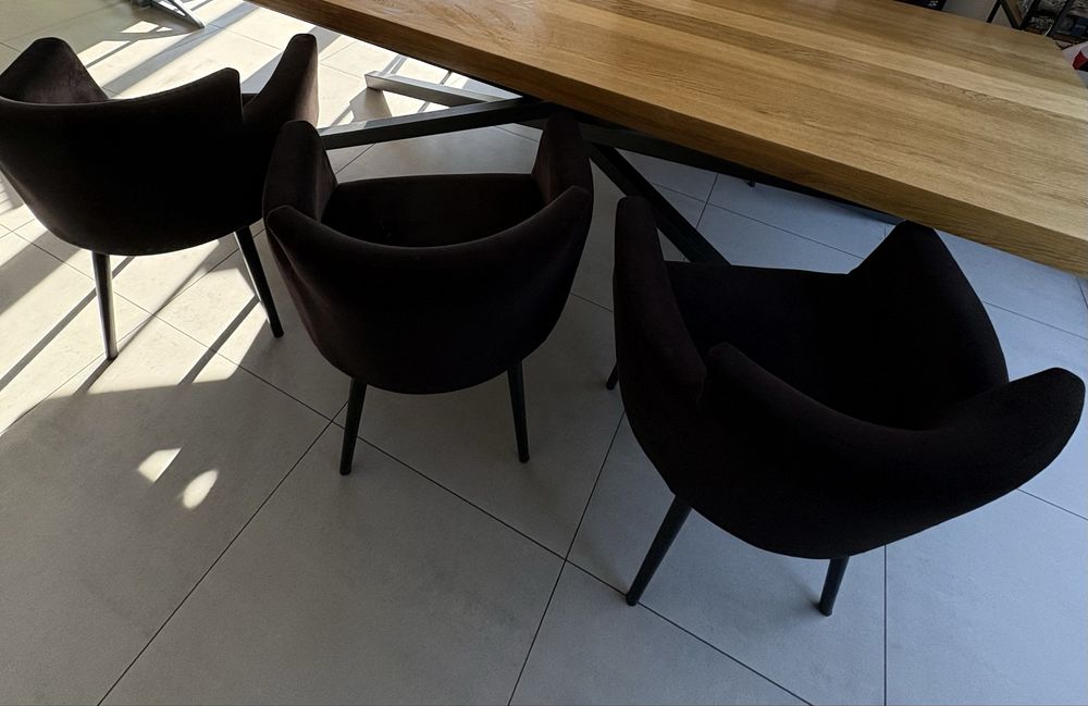 Krzesło fotel tapicerowany do jadalni nowoczesny czarny