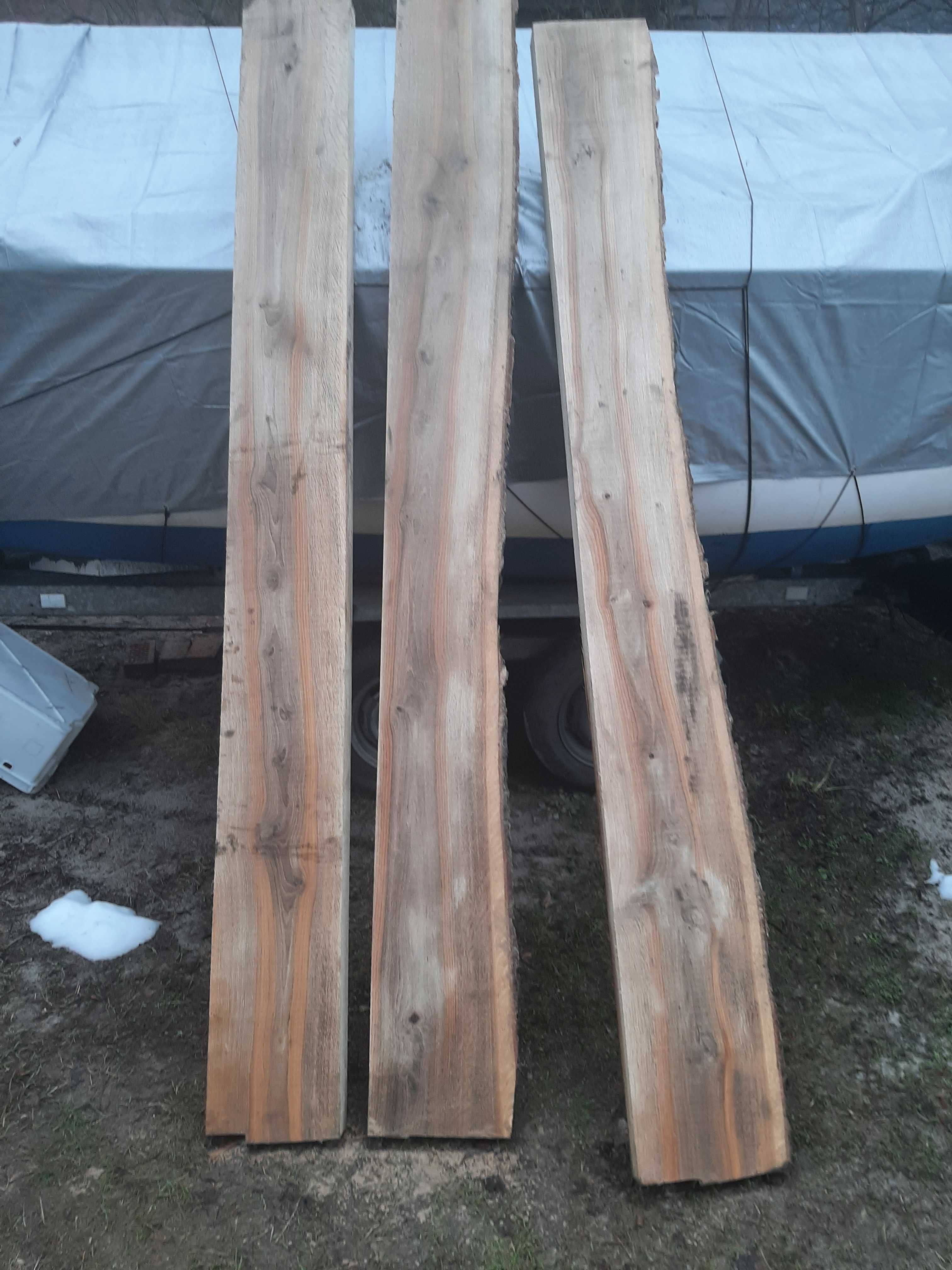 Bale deski dębowe 7 cm grube 260 cm dł stół o wymiarach 75 cm x 260 cm